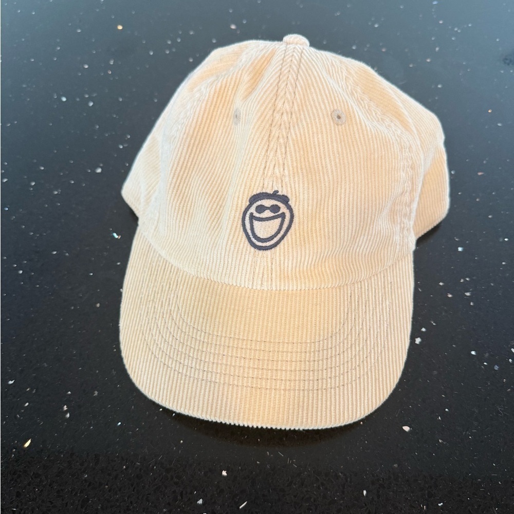 Life is Good Cream Smiley Face Corduroy Cap